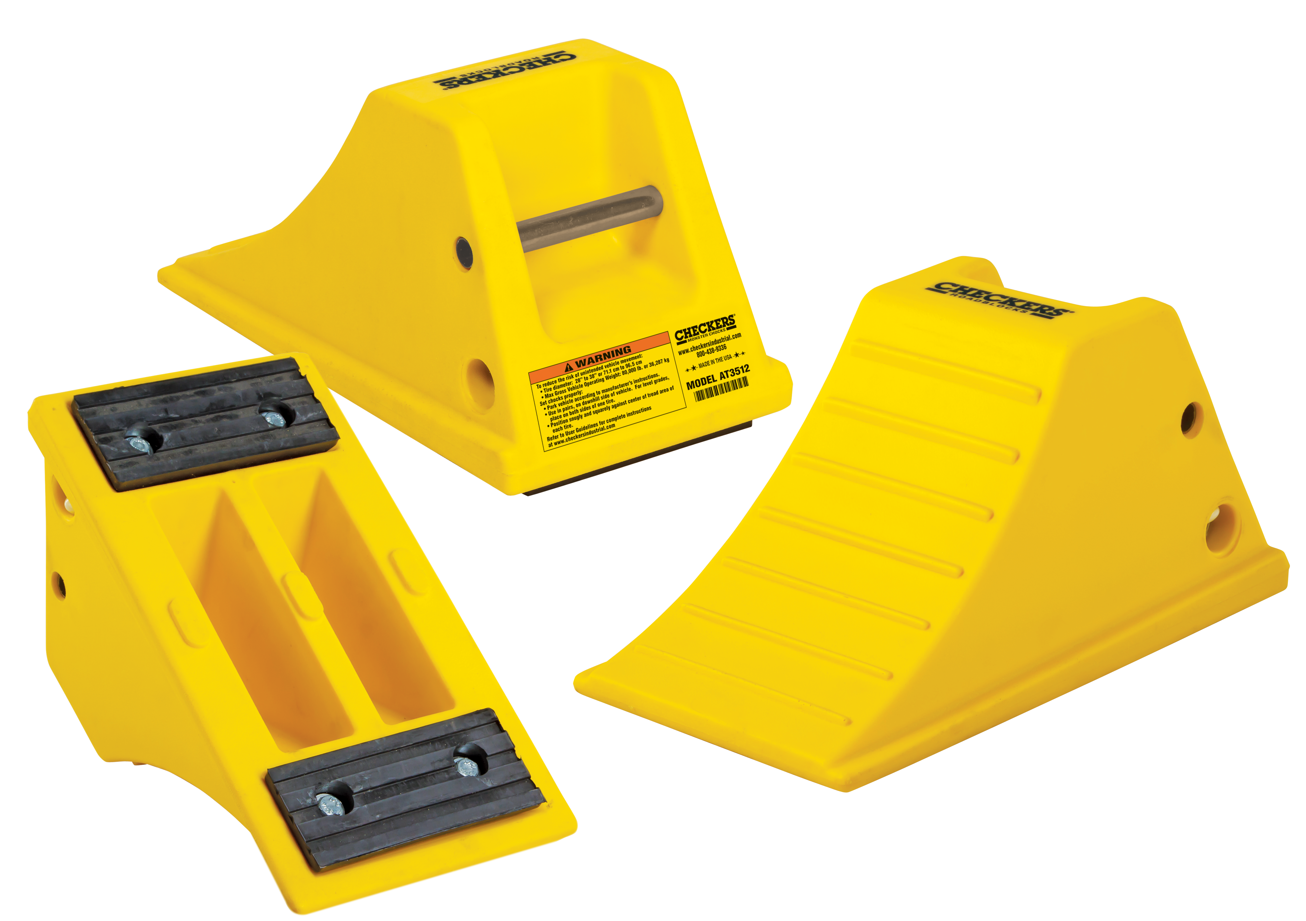 All-Terrain Heavy-Duty Wheel Chock with Rubber Pad, 40 Ton Capacity, 28-38 in. Tires - AT3512-RP-Y