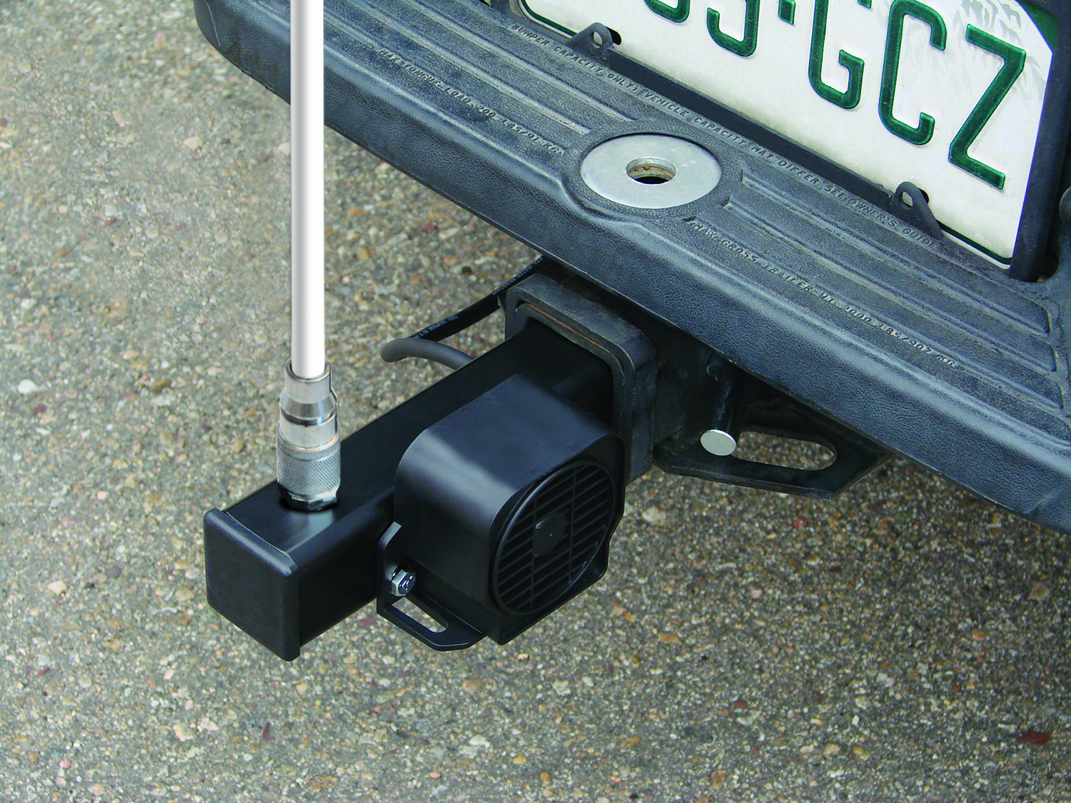 Hitch Light Mount for Lighted Whips w/ Quick Disconnect Base and Backup Alarm - FS7015PC-BU-QD