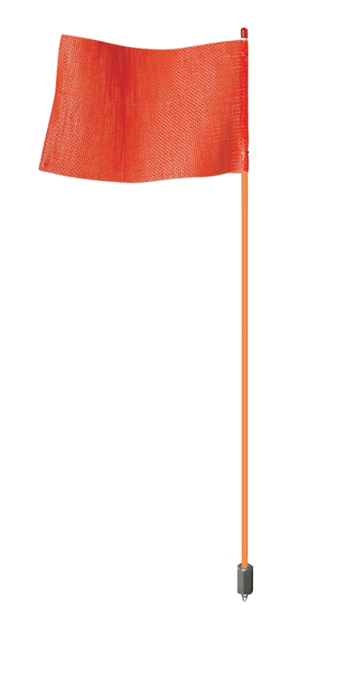 7' Light-Duty Warning Whip with Orange Rod and Hex Base Mount, Orange Flag - FSRR7O-HB