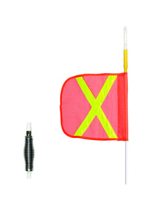 8ft Super Whip Lighted Warning Whip with Amber LED and 12" Orange Flag with Yellow Reflective X - SW8 8ft Super Whip Lighted Warning Whip with Amber LED and 12" Orange Flag with Yellow Reflective X - SW8