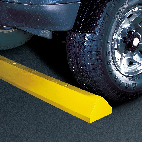 8ft Truck Recycled Plastic Parking Stop with Lag Bolt Hardware for Concrete Installs, Yellow - TS8-LY
