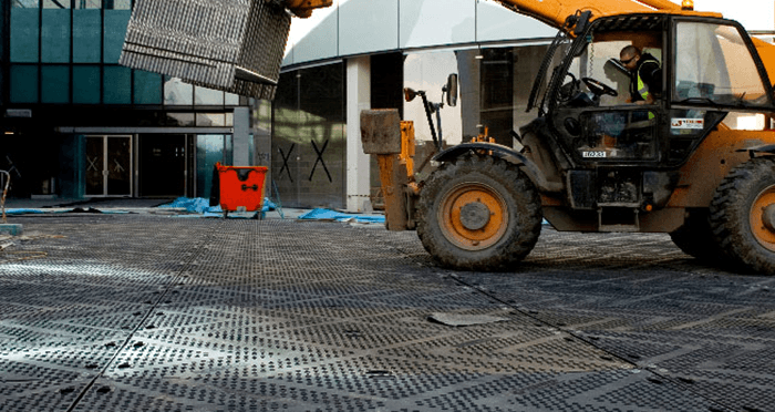 Black 4' x 8' Ground Protection Mat, 80 Ton Capacity | LibertyMat