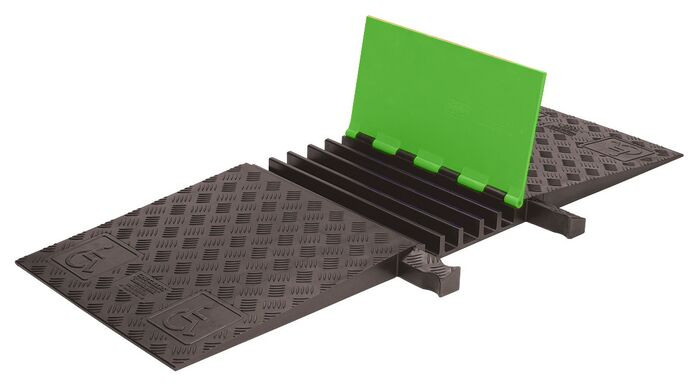 ADA 5-Channel Guard Dog&reg; Cable Protectors for 1.325" Lines, SafeRay&trade; Hi-Viz Green Lid/Black Base - GD5X125ADAFLG/B