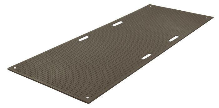 3x8 Ground Protection Mat, Smooth Side, 120 Ton, Black VersaMATS VM38S1HH8 CheckersSafety
